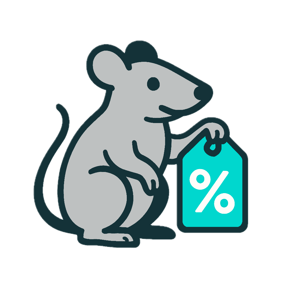 PromoRat mascot holding discount